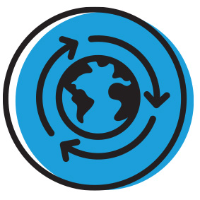 Blue globe icon representing resources